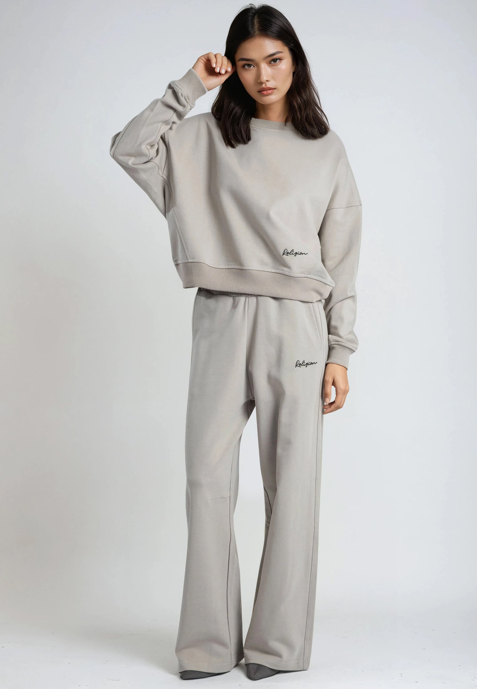 EMBROIDERY RELAXED SWEATPANTS STONE