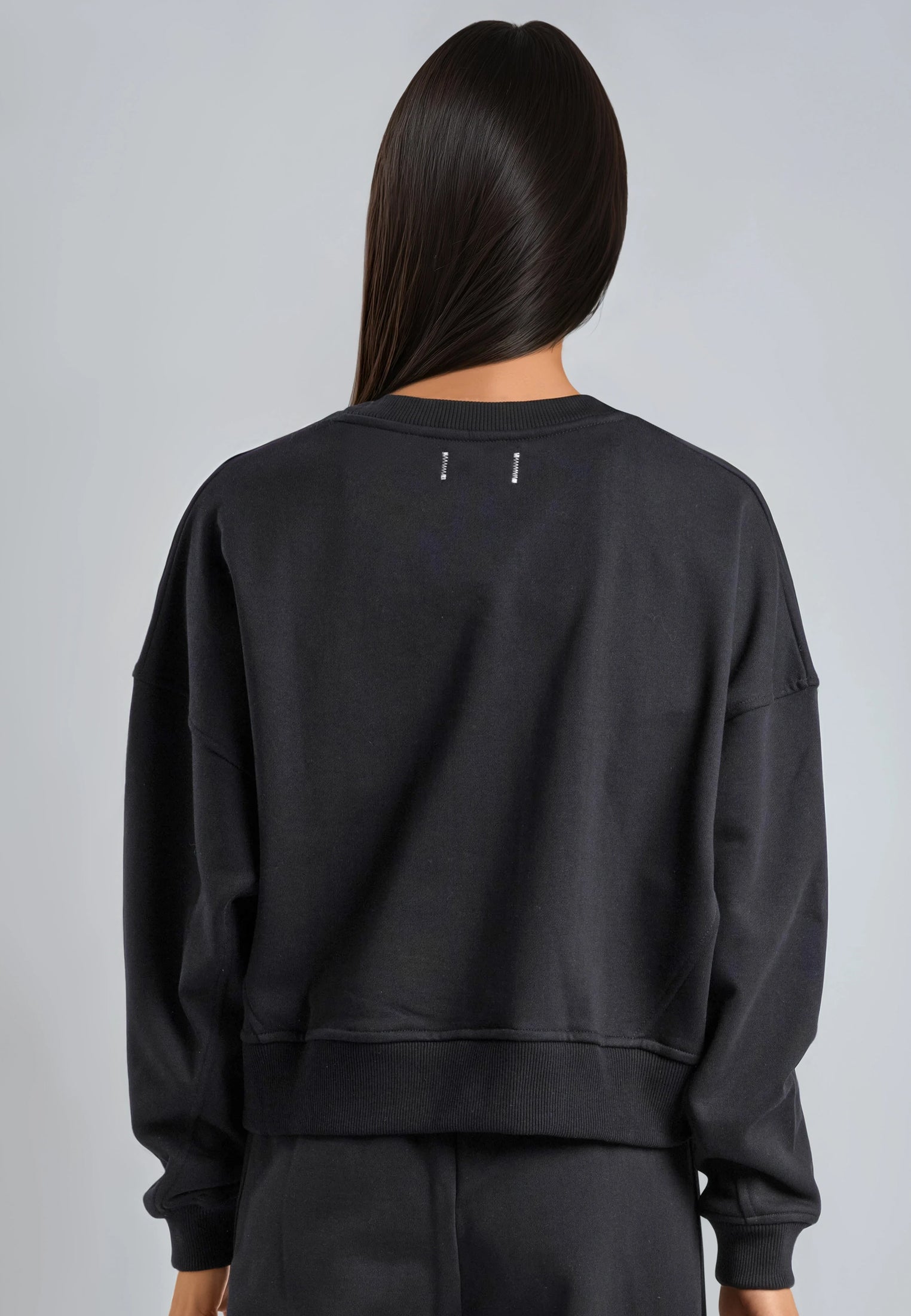 EMBROIDERY BATWING SWEAT BLACK