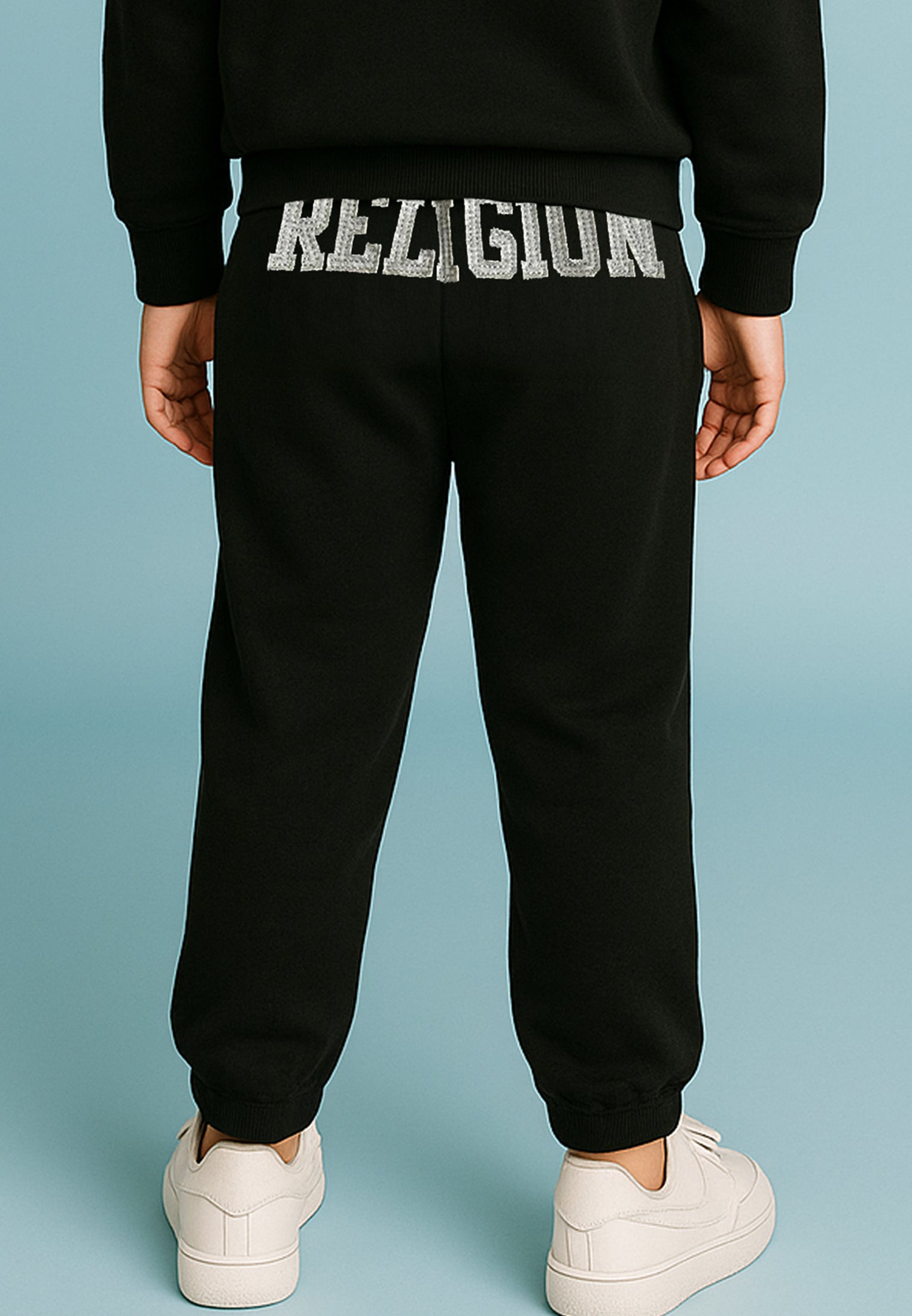 KIDS RELIGION SEAMED DARTED SWEATPANTS BLACK