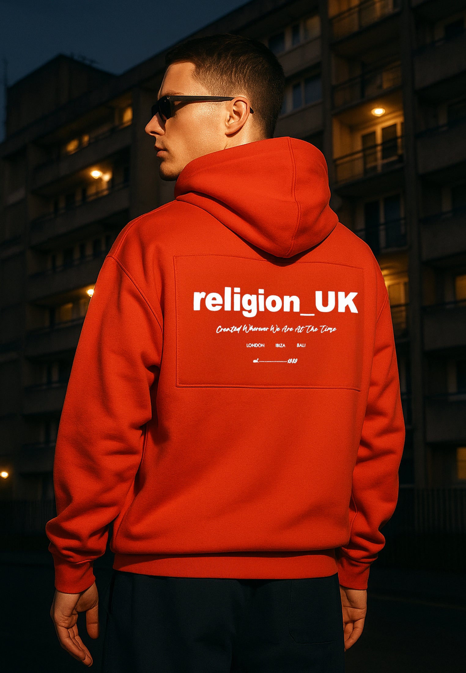 RELIGION UK RELAXED HOODIE BRIGHT RED