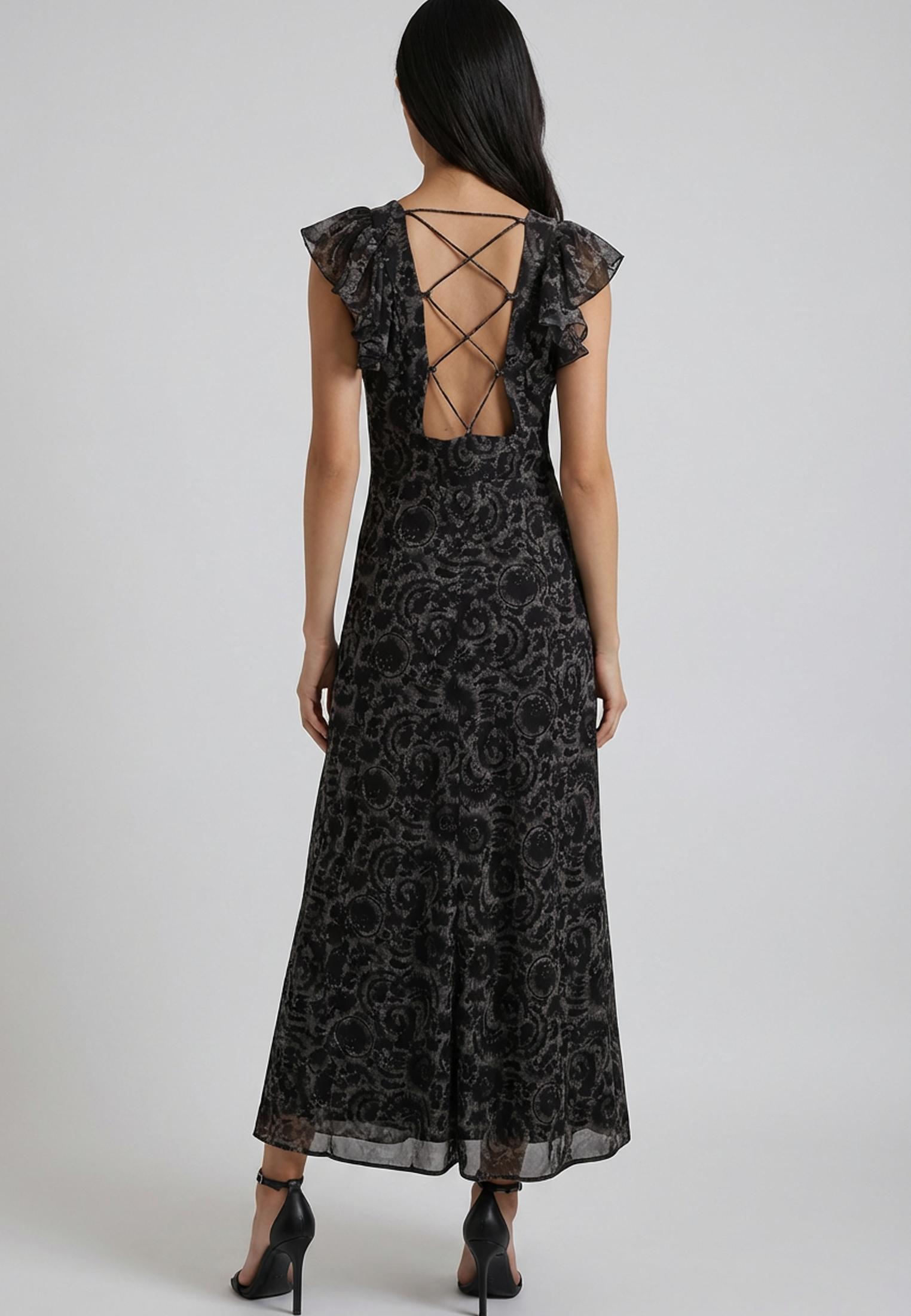 BELLA DRESS PRIMAL DARK FLORAL PRINT