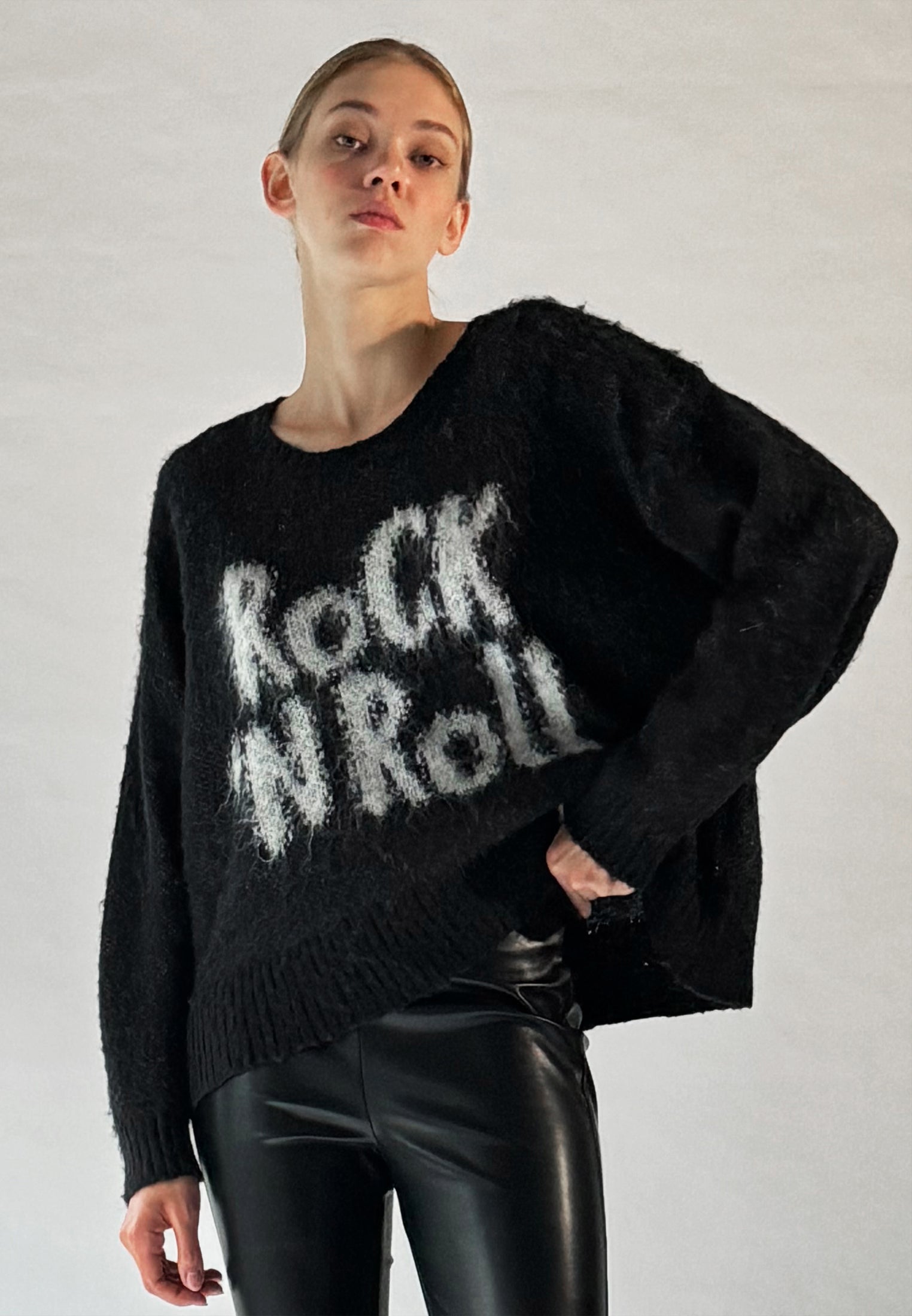 Black slogan outlet jumper