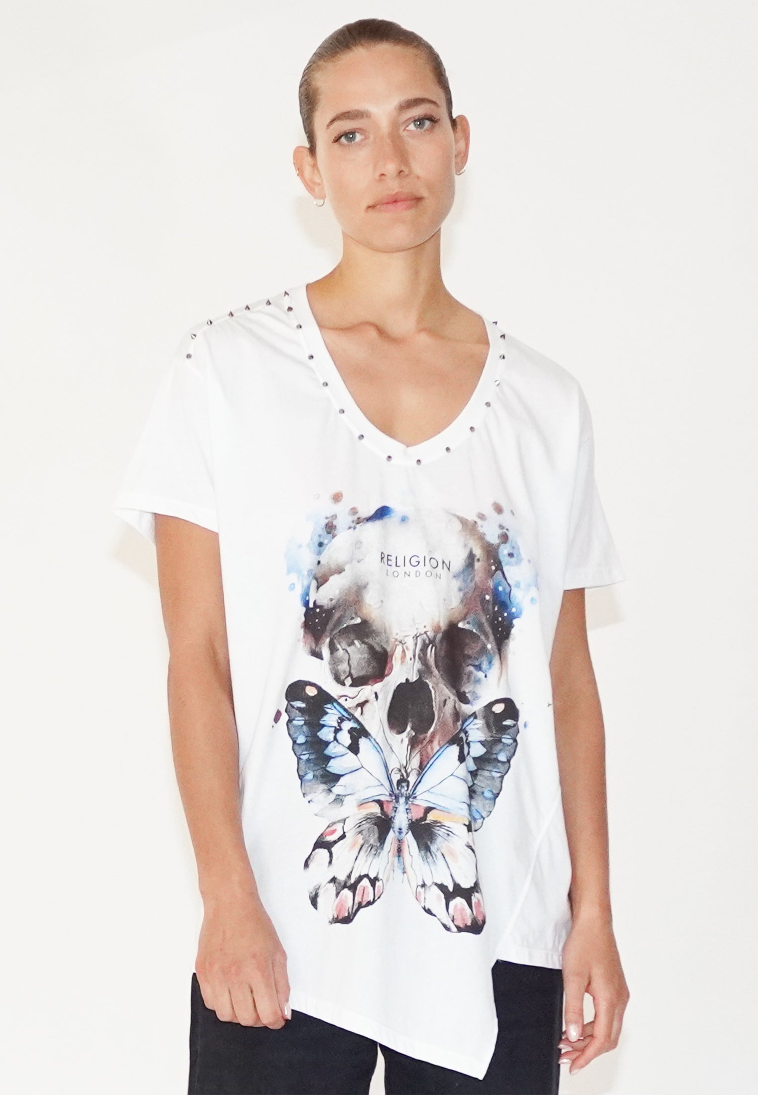 BUTTERFLY SKULL T-SHIRT WHITE