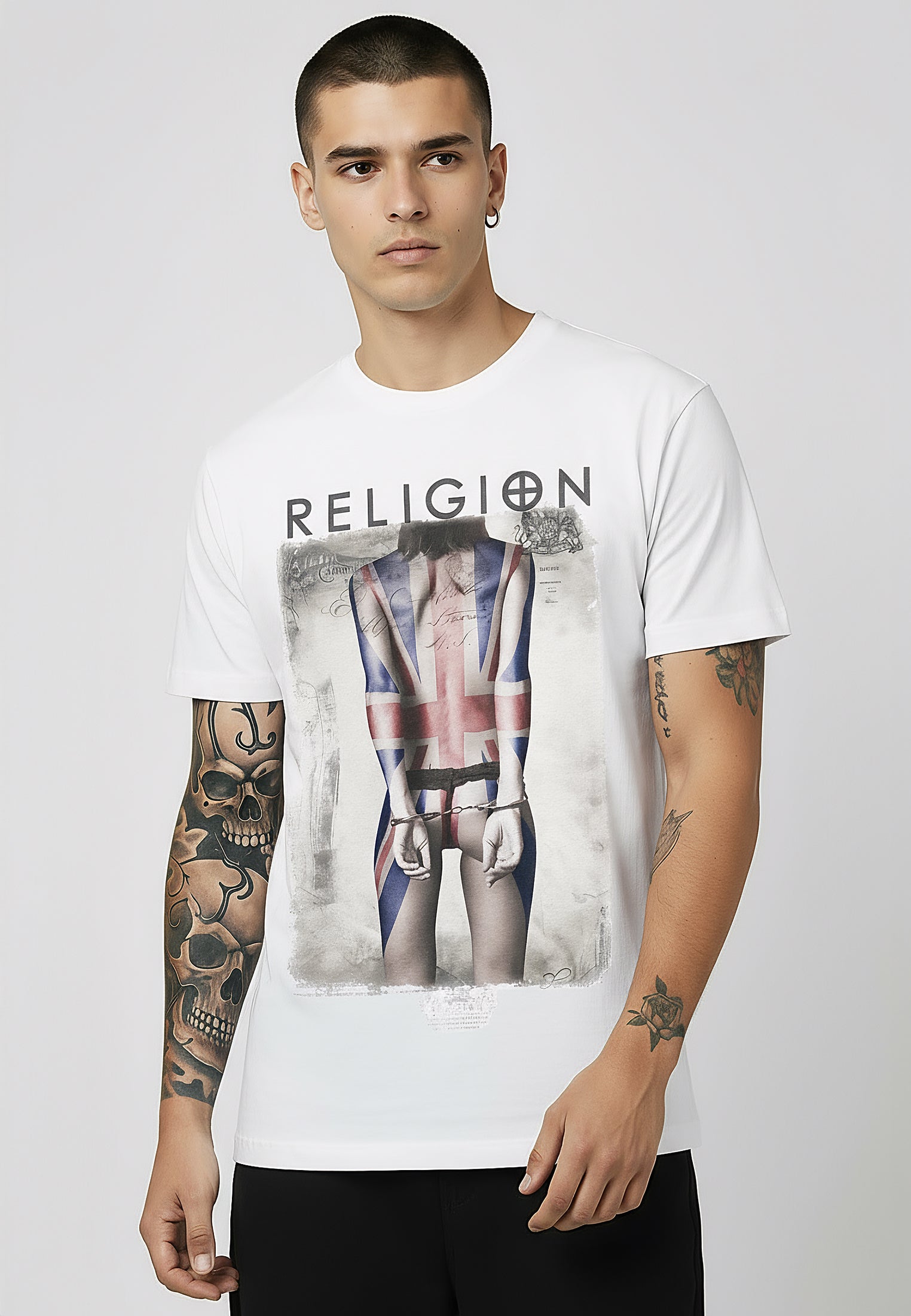 UNION JACK TATTOO T-SHIRT WHITE