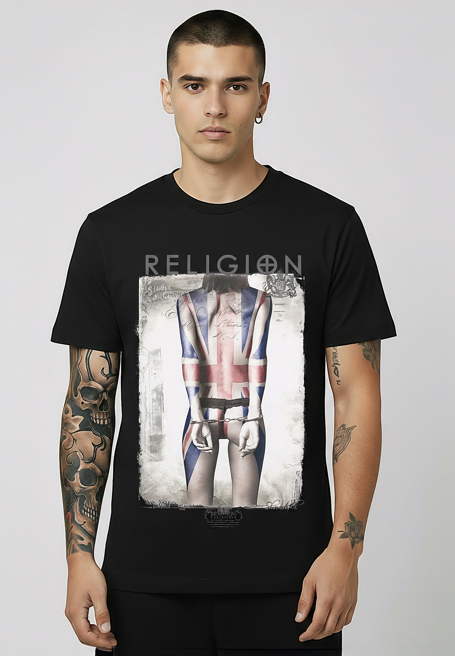 UNION JACK TATTOO T-SHIRT BLACK