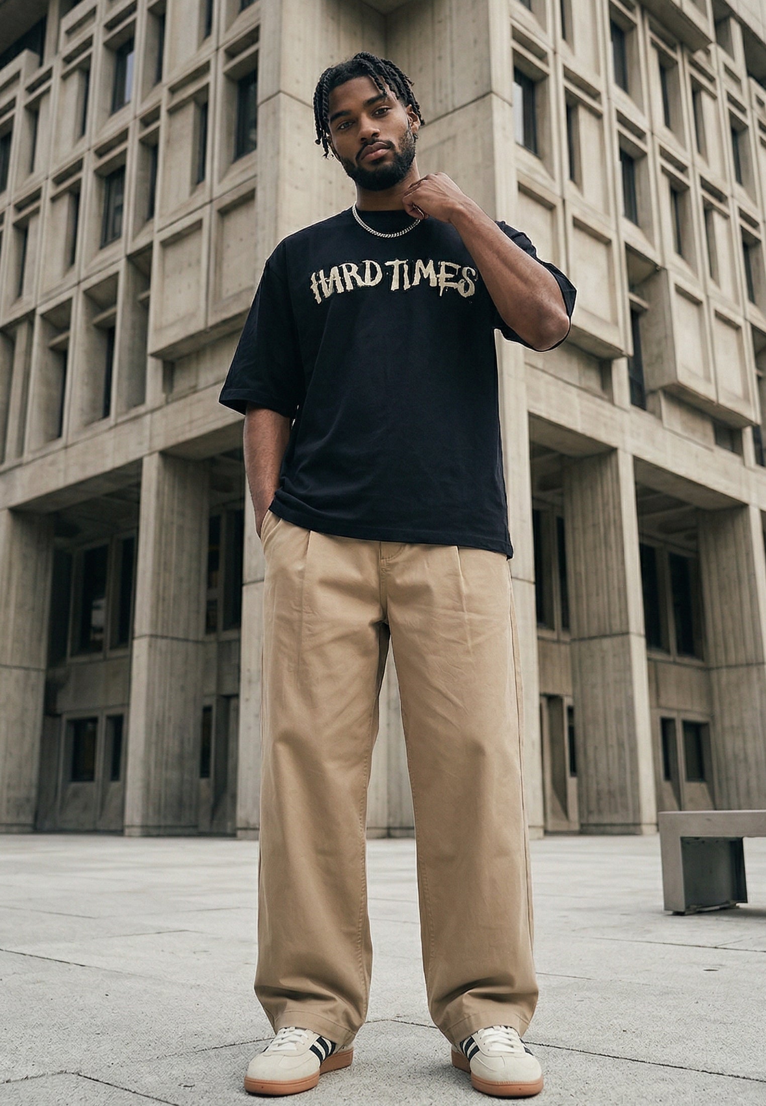 HARD TIMES T-SHIRT BLACK