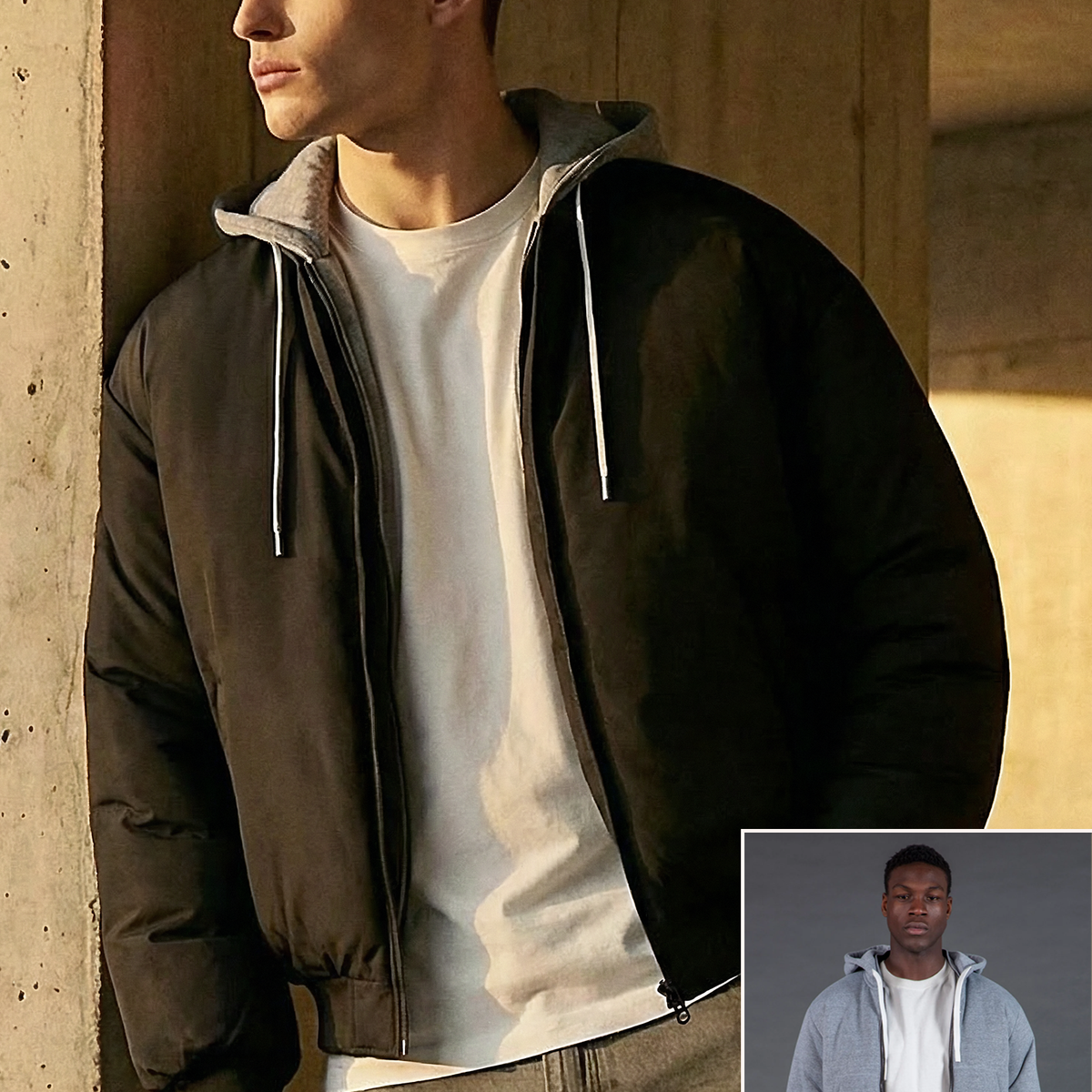 RELIGION Reversible Black Hooded Bomber Jacket