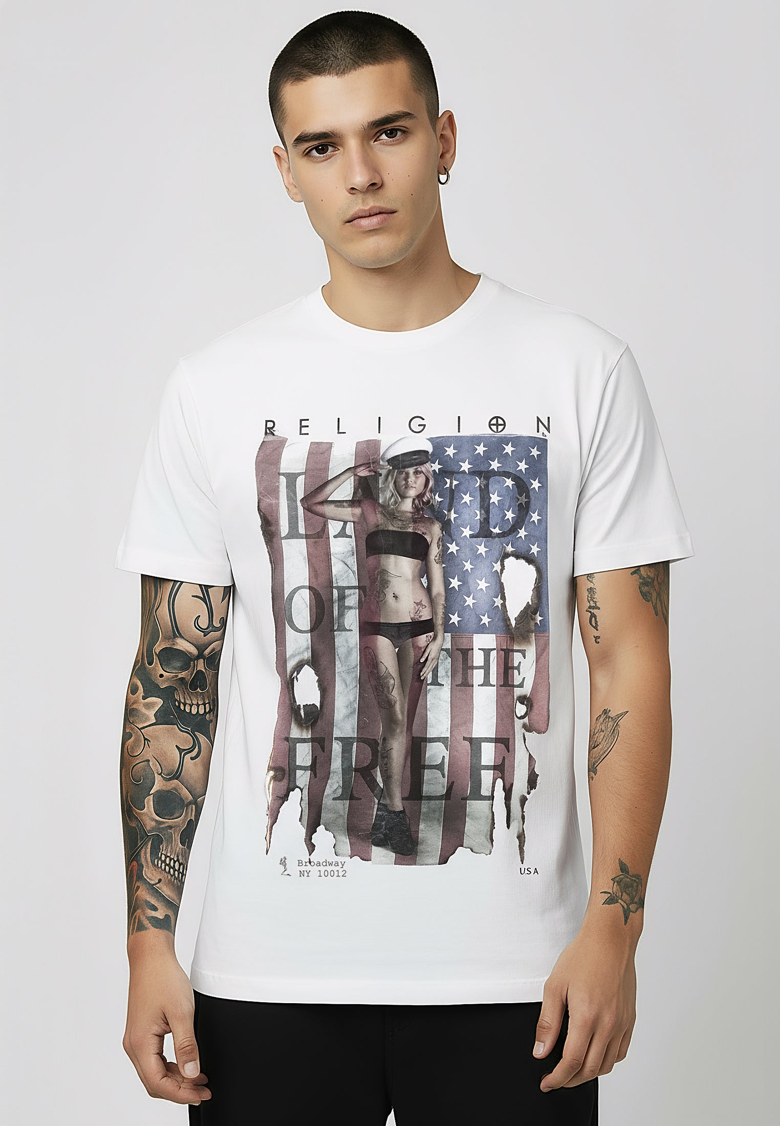 LAND OF THE FREE WHITE T-SHIRT