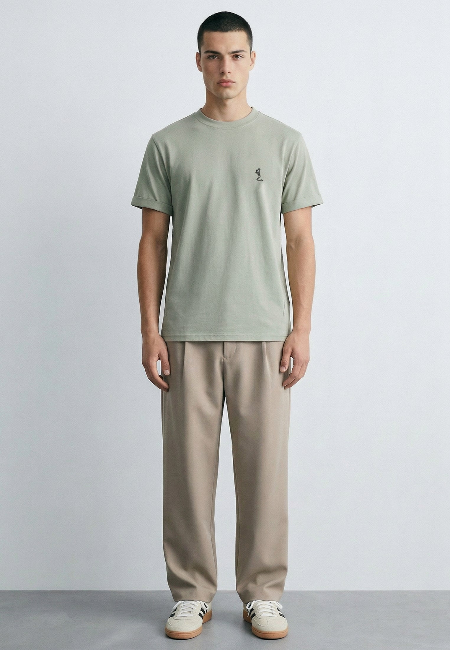 ESSENTIAL ROLLED CUFF T-SHIRT SOFT KHAKI