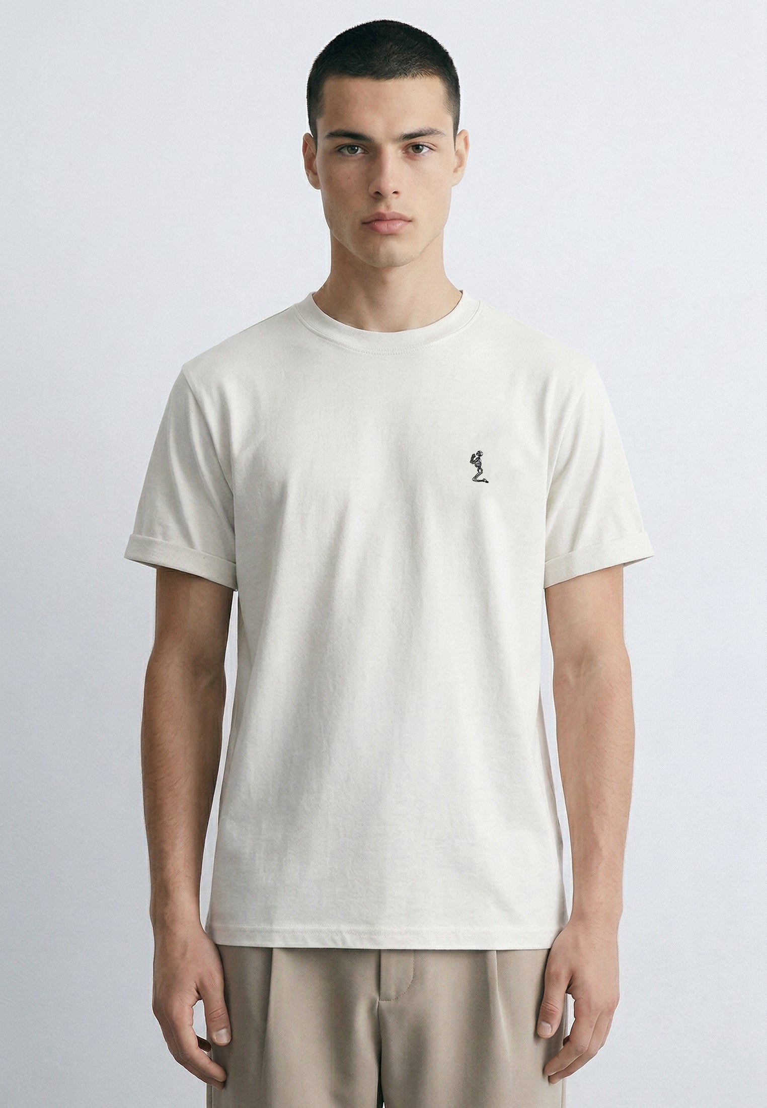 ESSENTIAL ROLLED CUFF T-SHIRT OFF WHITE