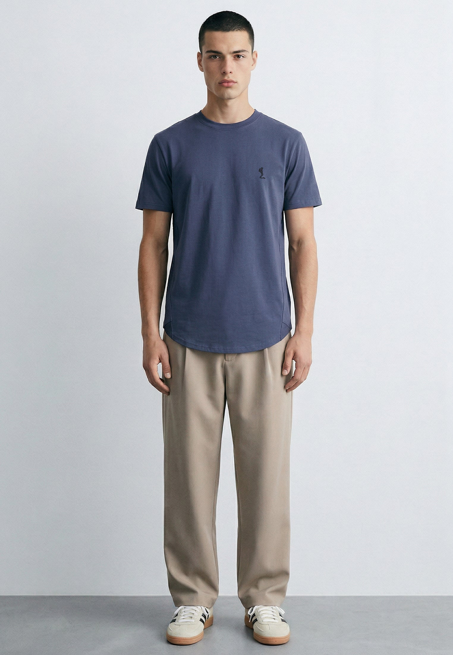 ESSENTIAL CURVED HEM COBALT BLUE T-SHIRT