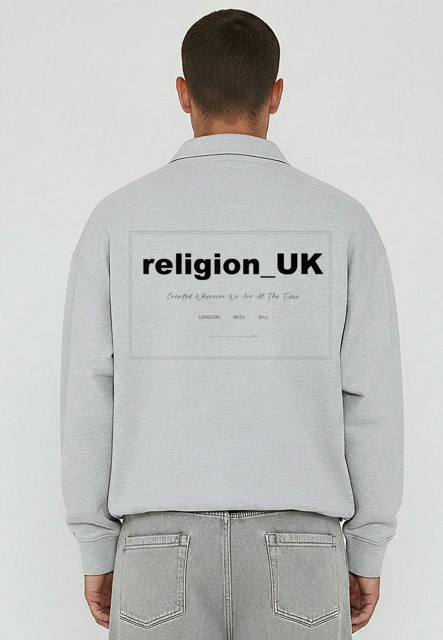 RELIGION UK CROPPED ZIP SWEATSHIRT GREY MARL