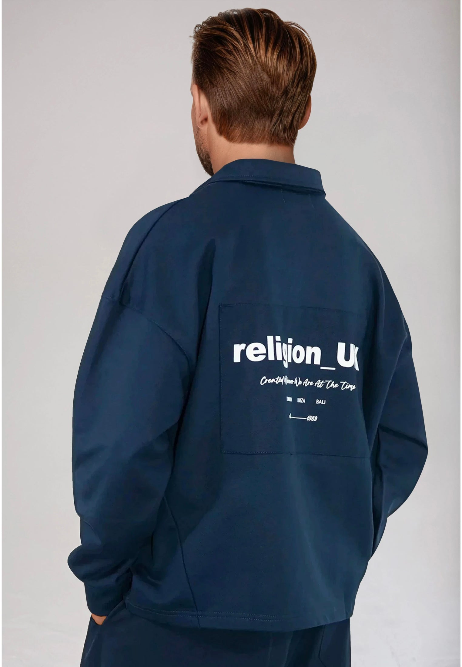RELIGION UK CROPPED ZIP SWEATSHIRT DARK NAVY