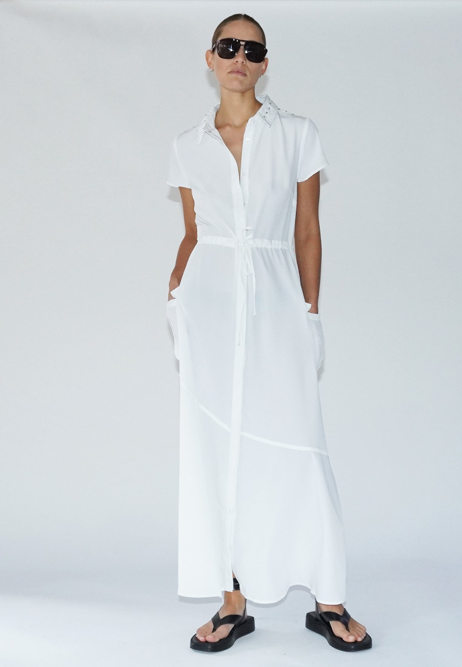 RELIGION Vital White Maxi Shirtdress