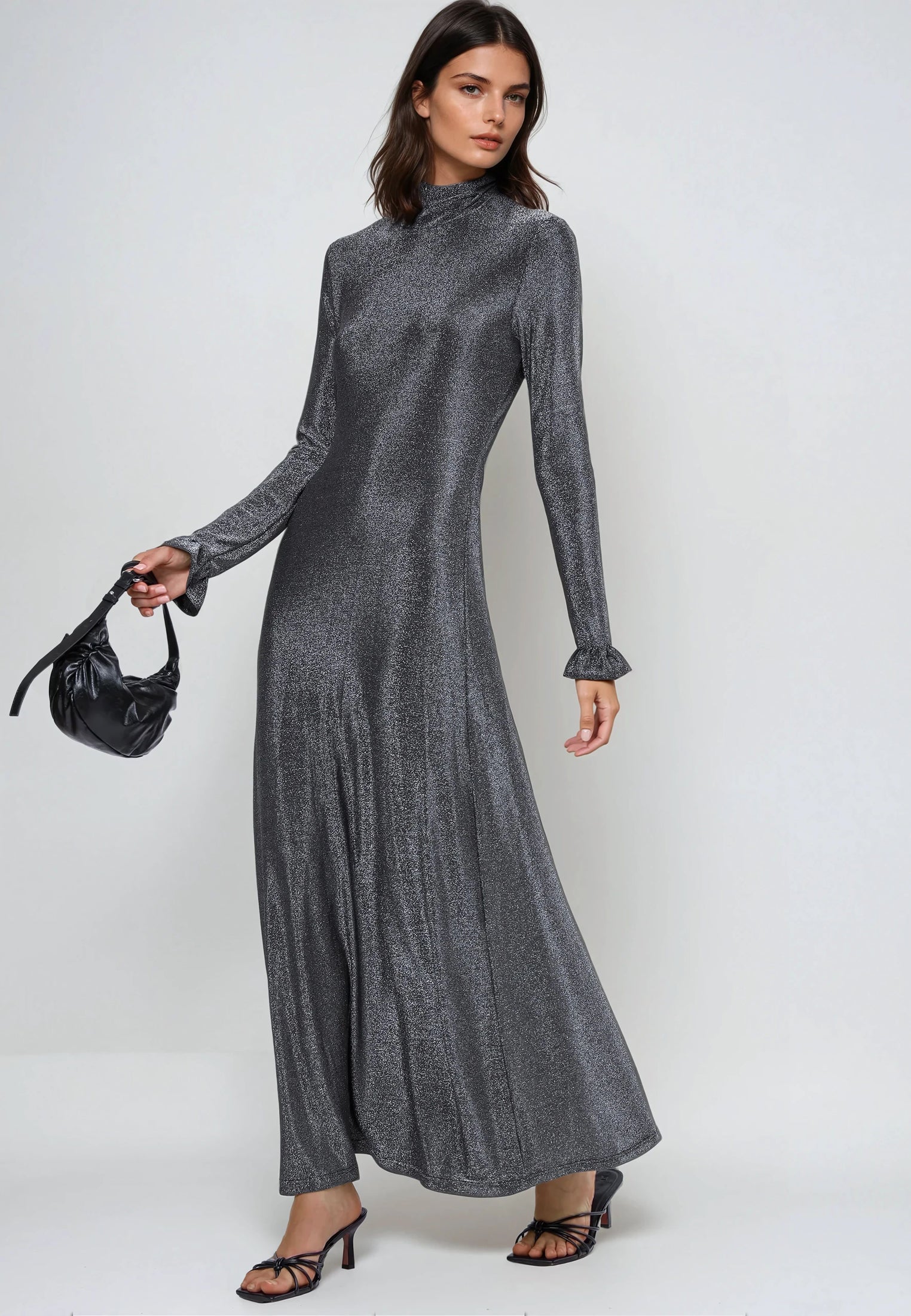 TANZANITE MAXI DRESS GUN METAL