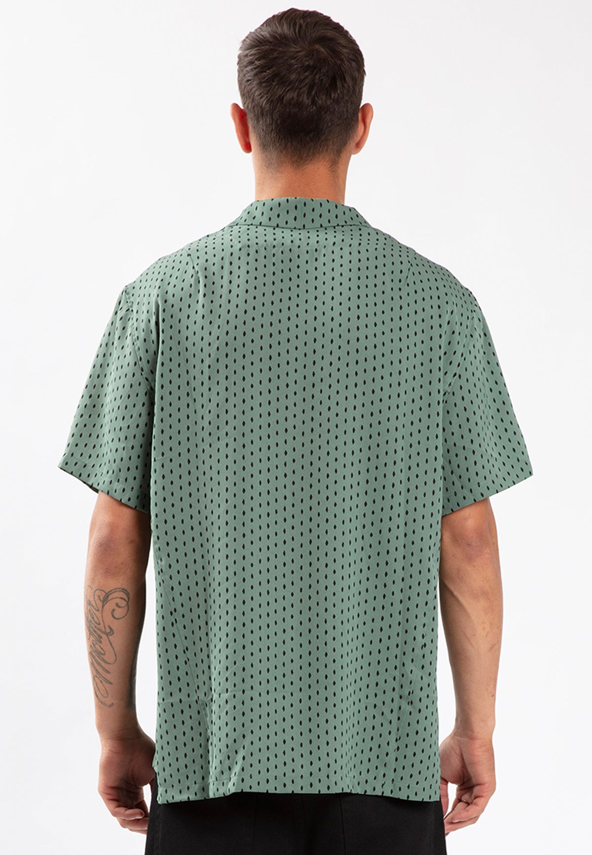 FLECK SHIRT OIL GREEN & BLACK