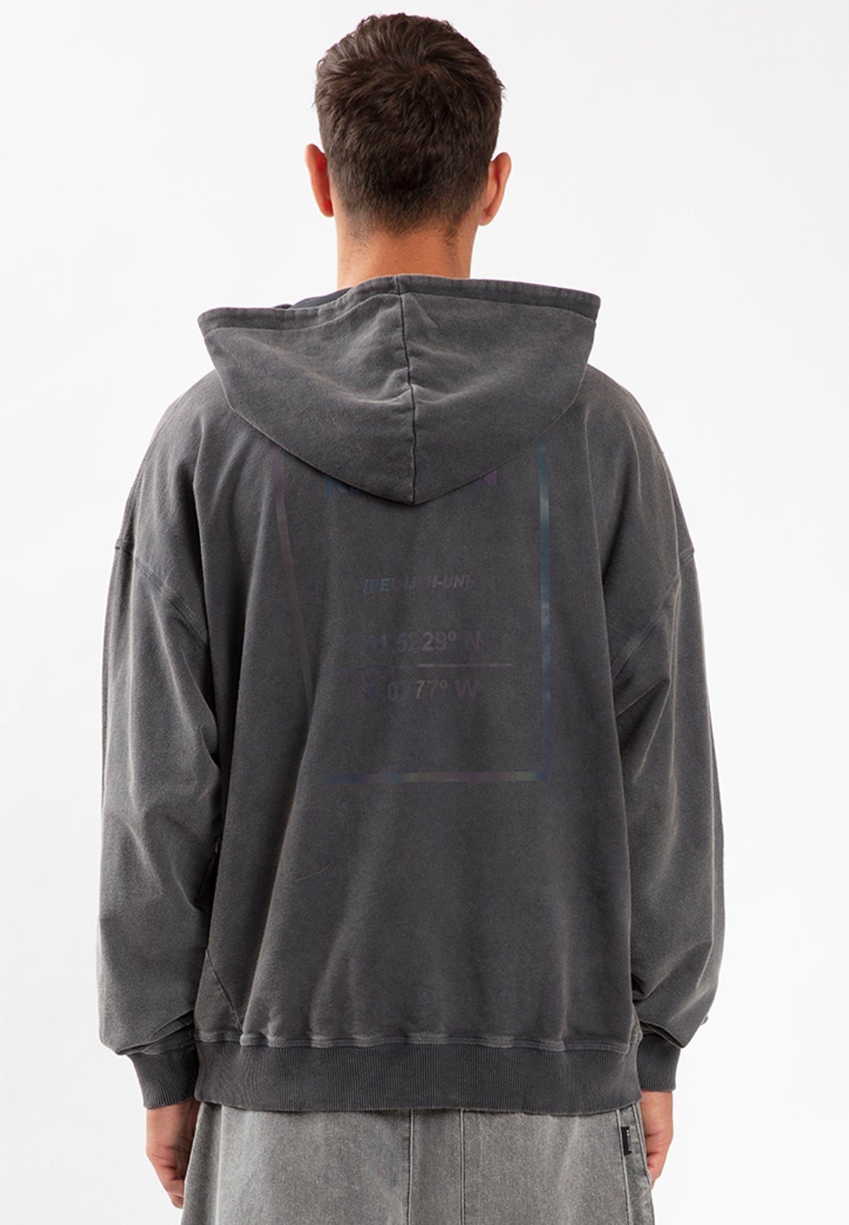 IRIDESCENT HOODIE WASHED CHARCOAL
