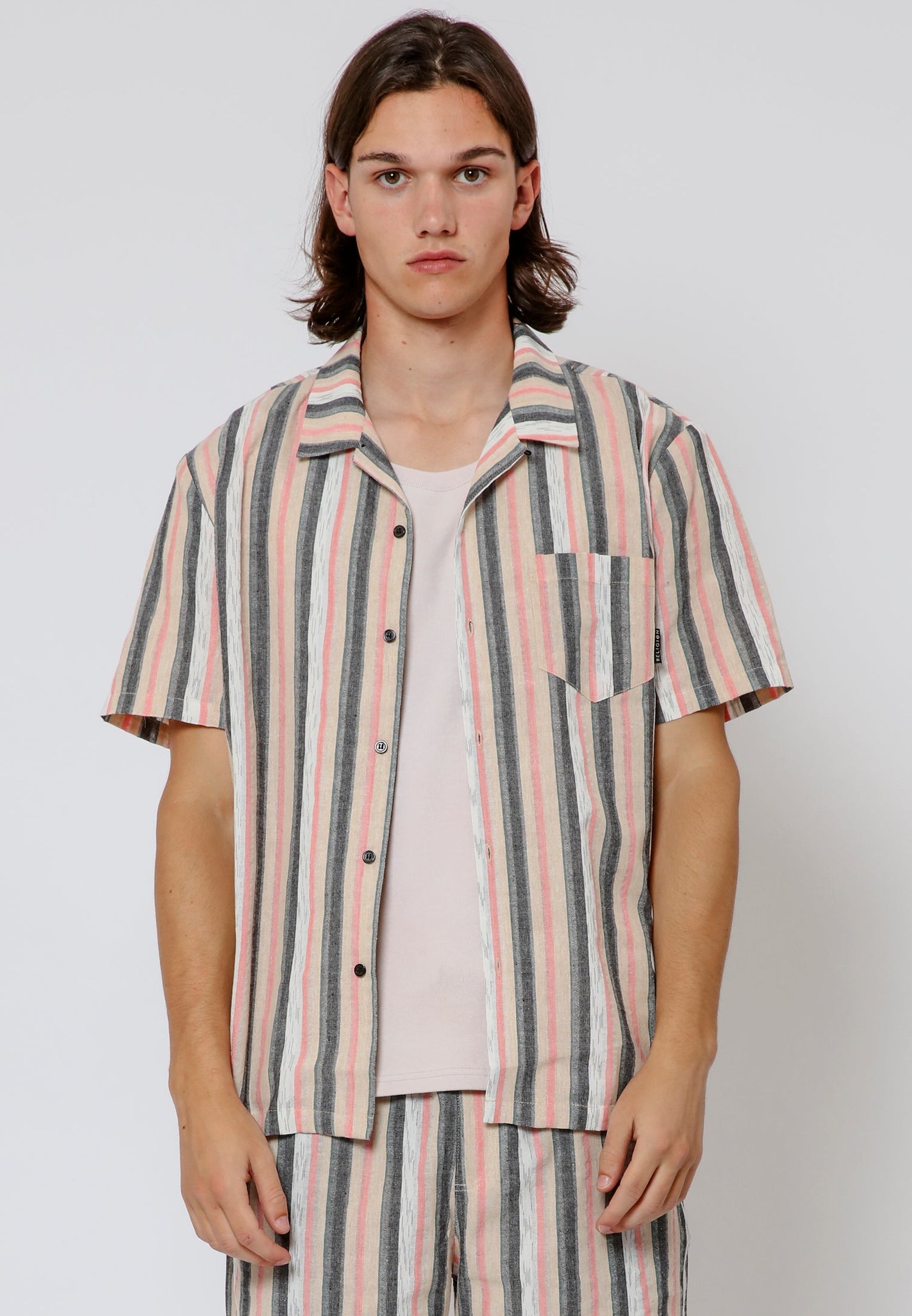 RELIGION Bermuda Multi-Coloured Striped Shirt