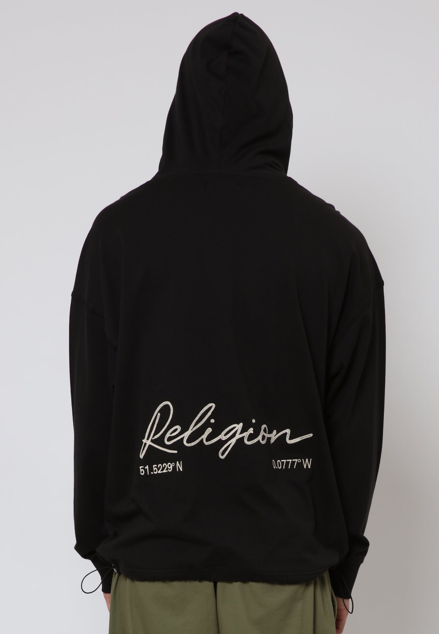 EMBROIDERED RELAXED HOODIE BLACK