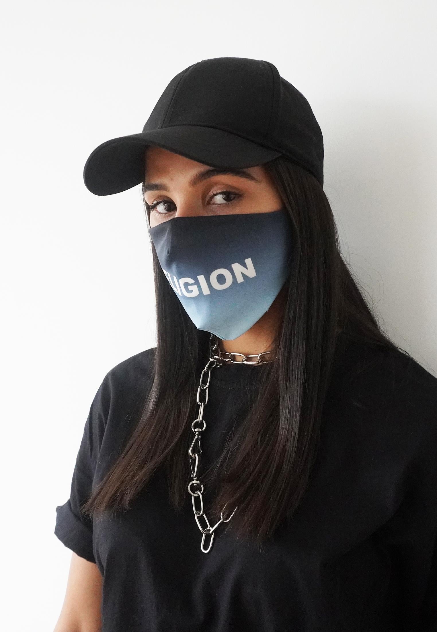 RELIGION Face Mask Gradient Baby Blue Print