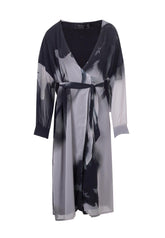 RELIGION Saturn Abstract Print Grey Wrap Dress