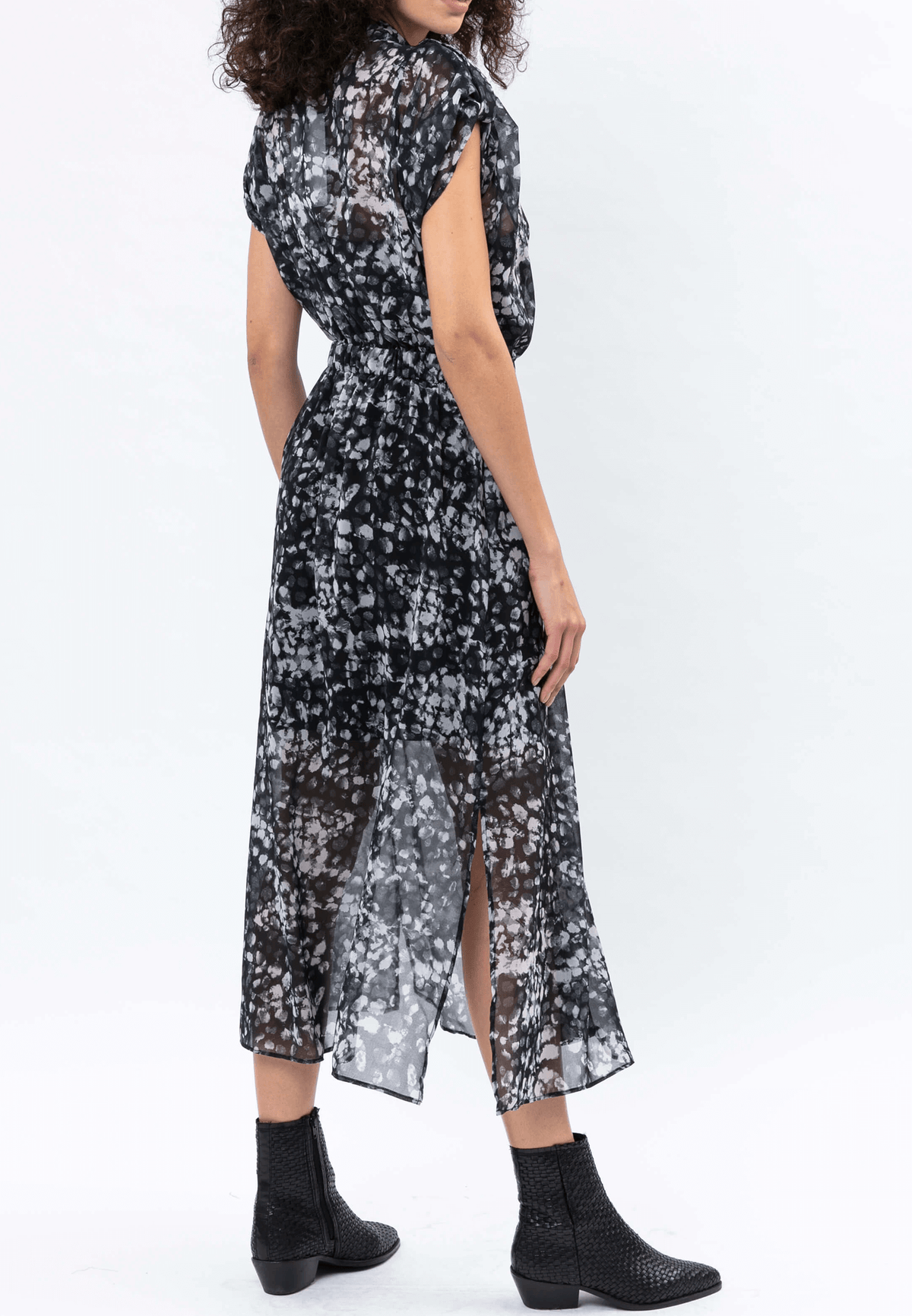 SPINEL DRESS STILL PRINT BLACK & GREY