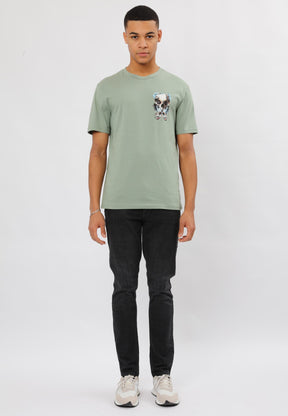 BUTTERFLY SKULL T-SHIRT MOSS
