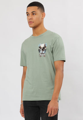 BUTTERFLY SKULL T-SHIRT MOSS