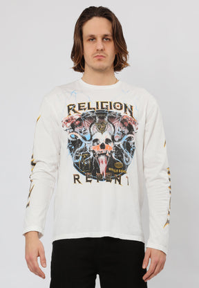 RELIGION ARMY LS T-SHIRT VINTAGE OFF WHITE