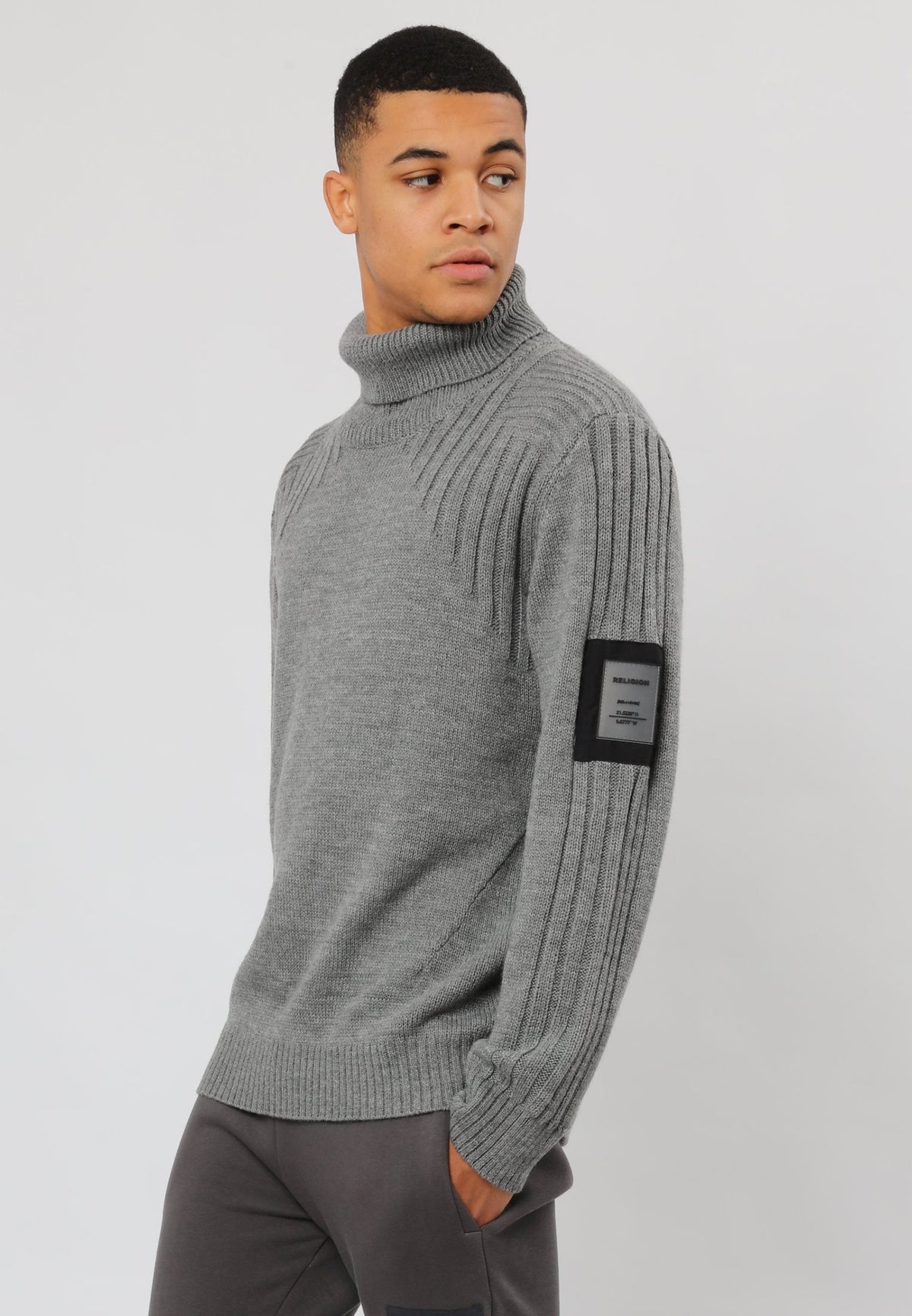 ROLL NECK KNIT GREY MARL