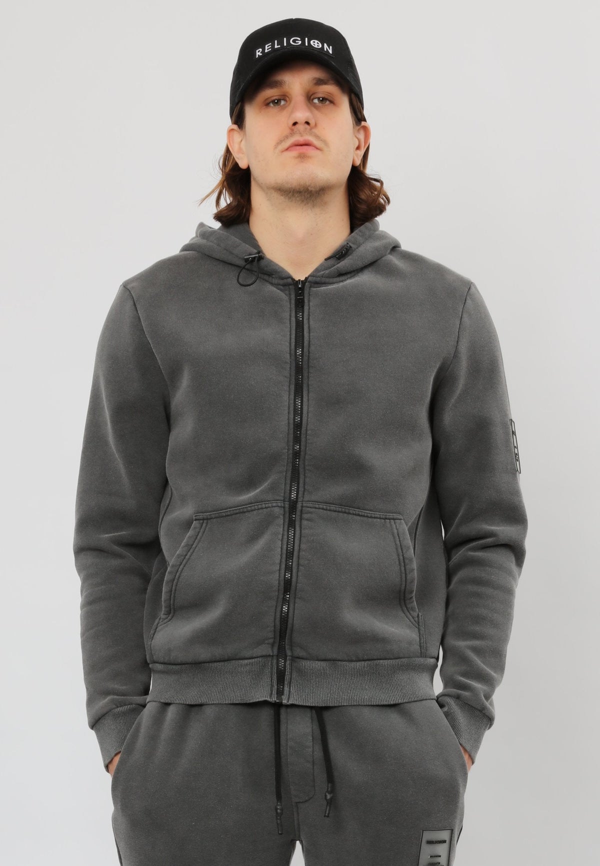 ACID TAG HOODIE WASHED CHARCOAL