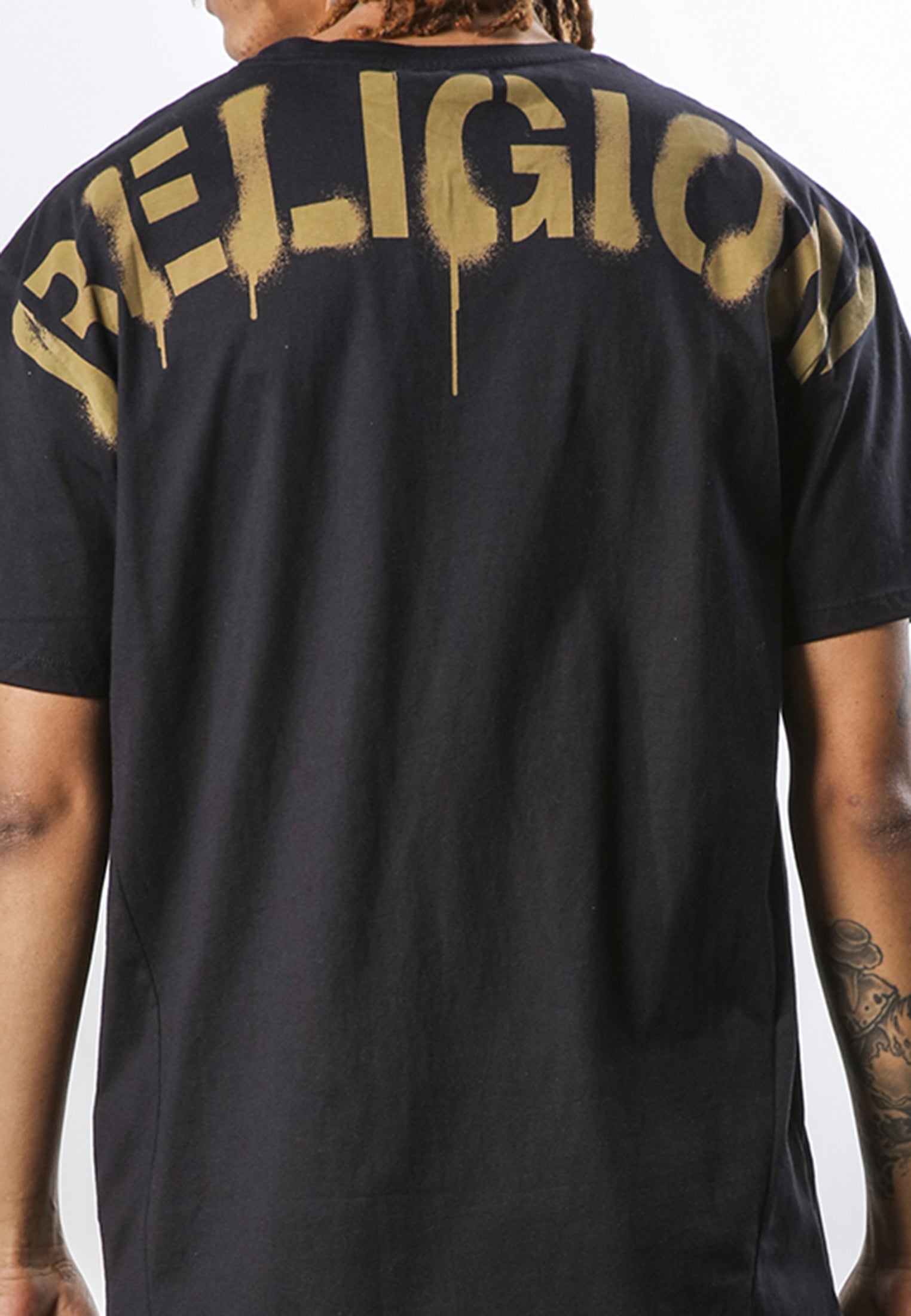 RELIGION STENCIL T-SHIRT BLACK