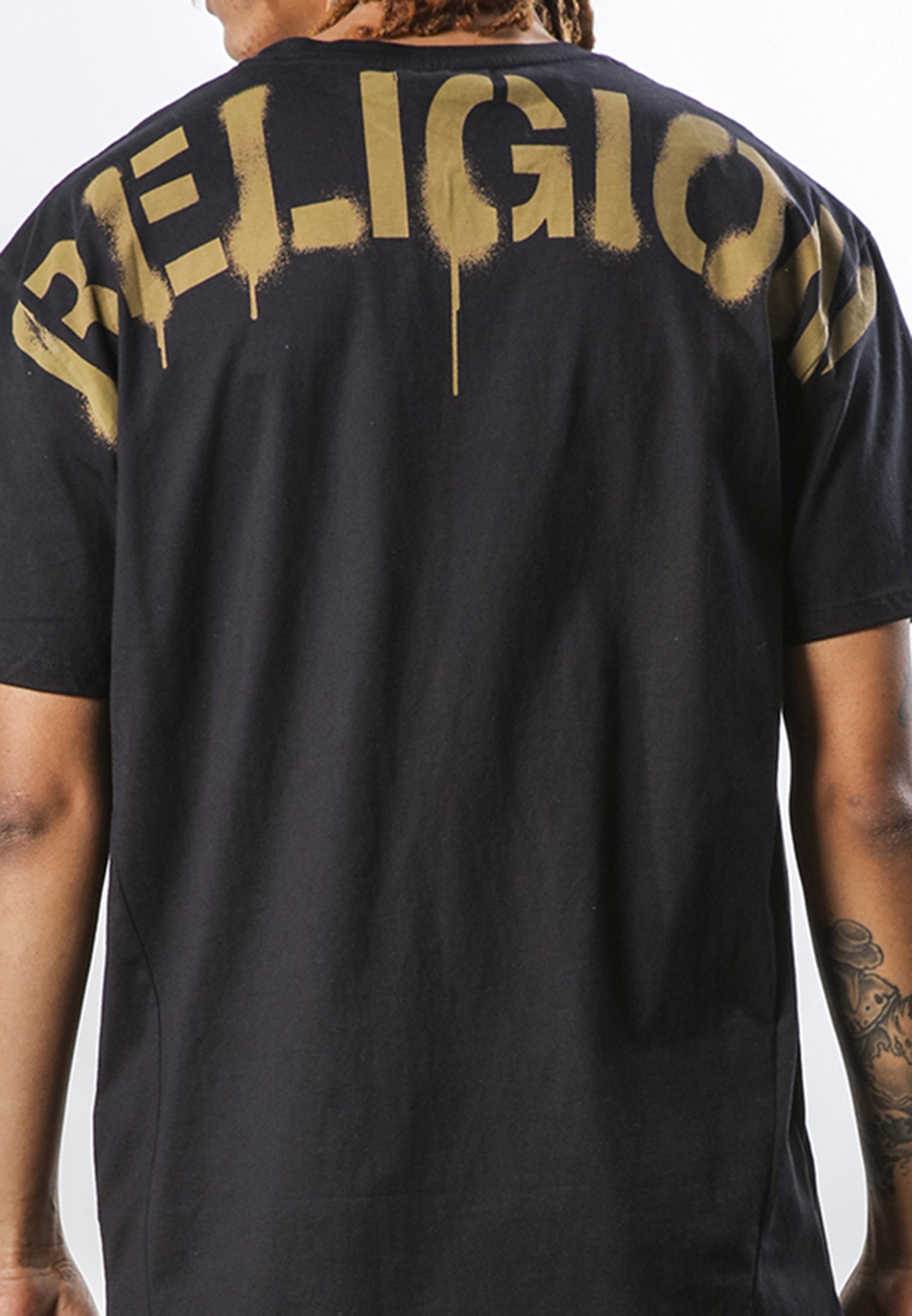 RELIGION STENCIL T-SHIRT BLACK