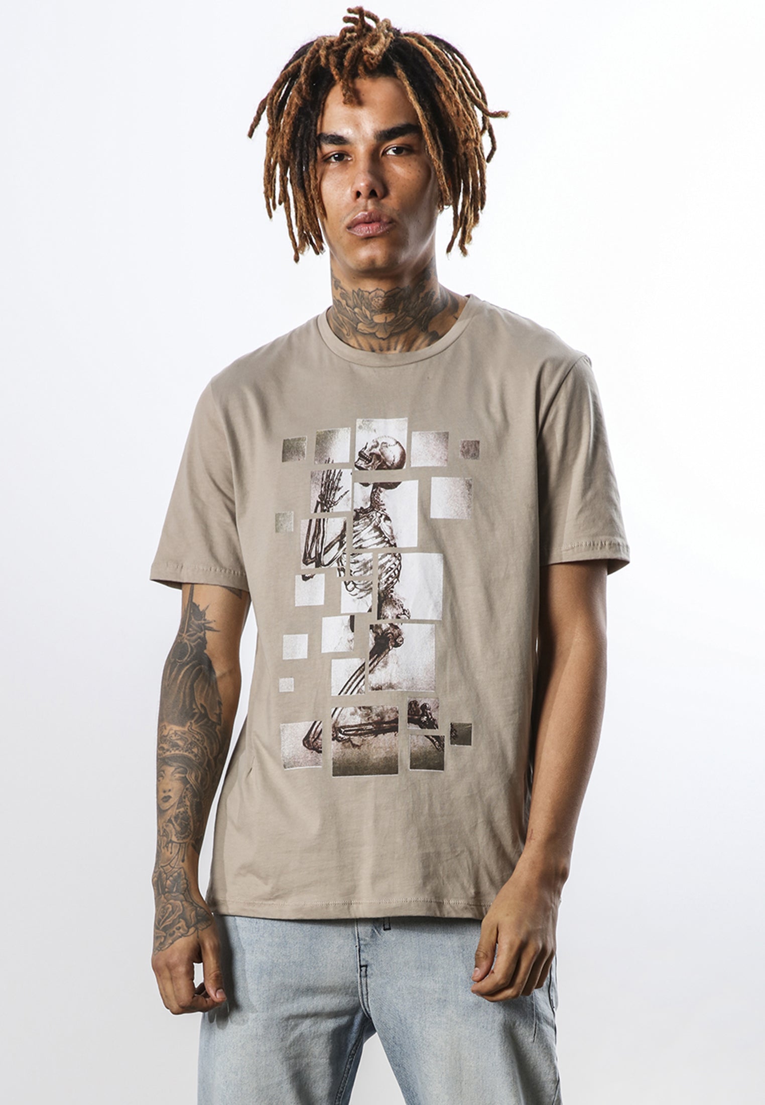 SKELETON PUZZLE T-SHIRT FAWN