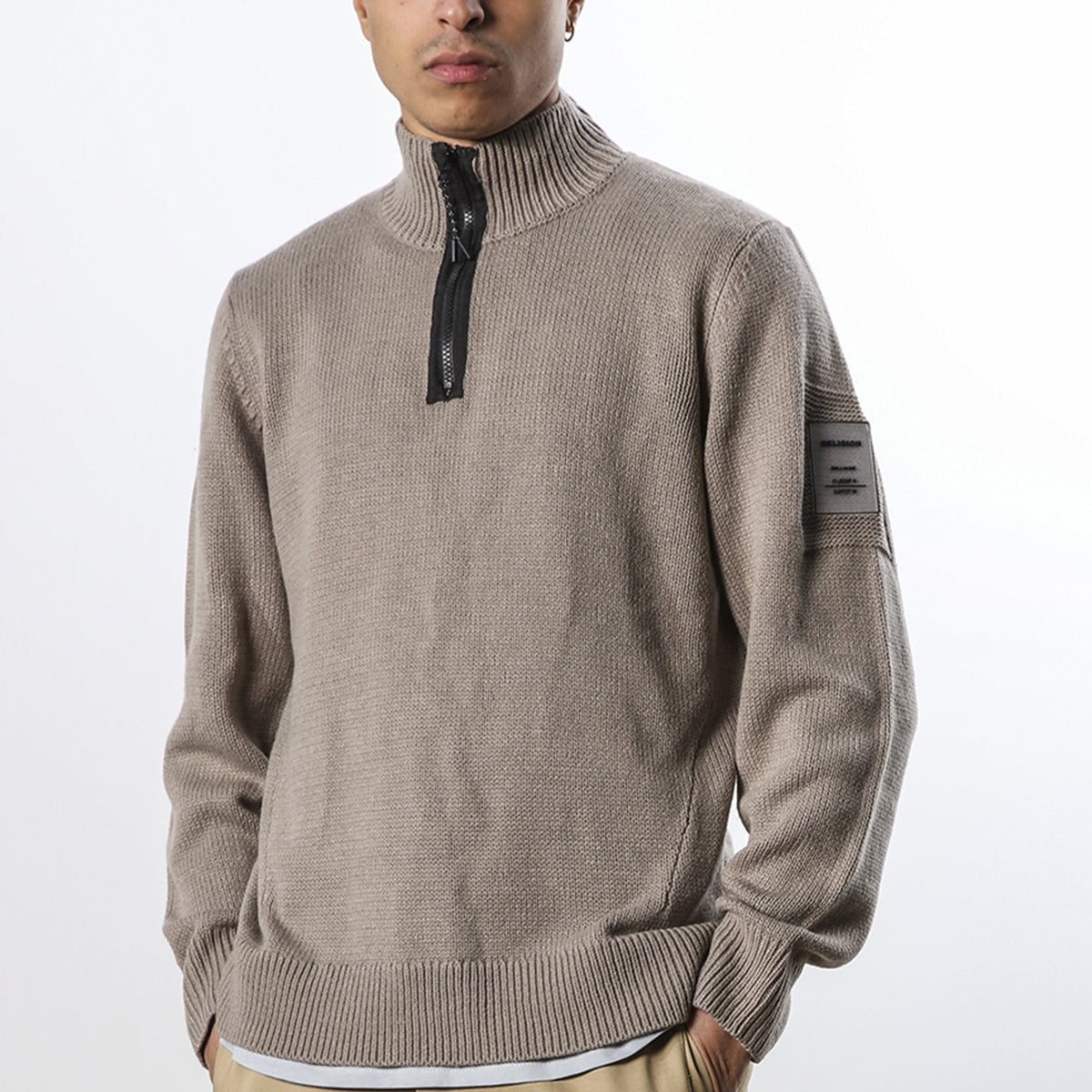 RUFFLOG®︎ HALF ZIP SWEATSHIRT BEIGE Womens Half Zip Pullover Long Sleeve Oversized Sweatshirt