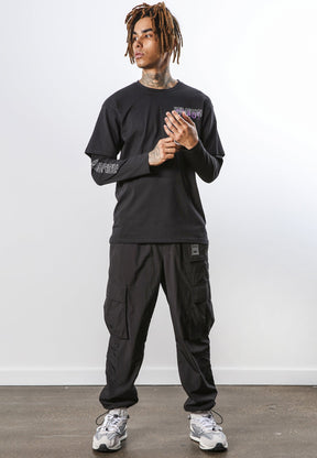 CHAOS SHARK DOUBLE SLEEVE T-SHIRT BLACK