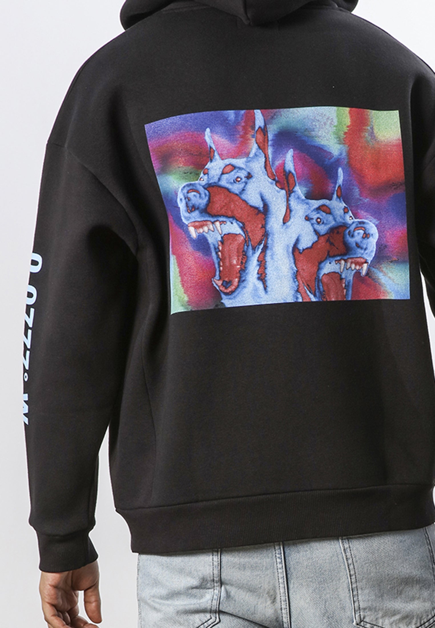 RELIGION Doberman Black Printed Hoodie