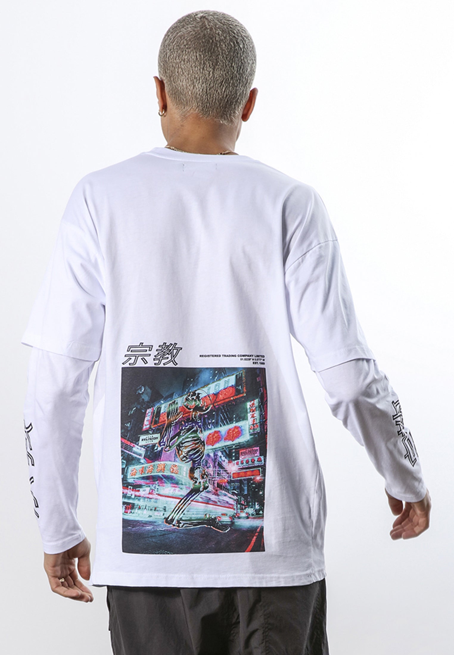 NEON DOUBLE SLEEVE T-SHIRT WHITE