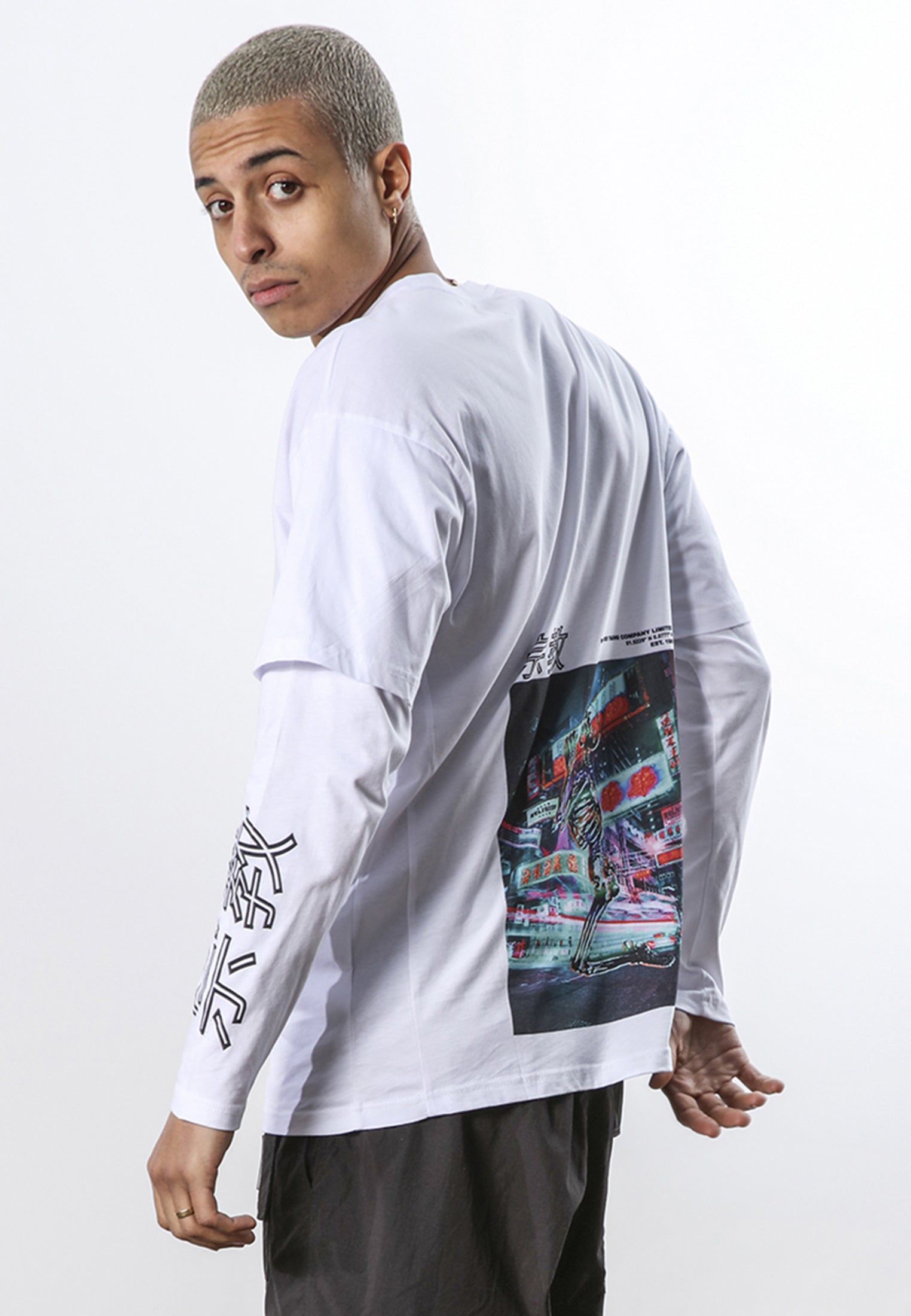 NEON DOUBLE SLEEVE T-SHIRT WHITE