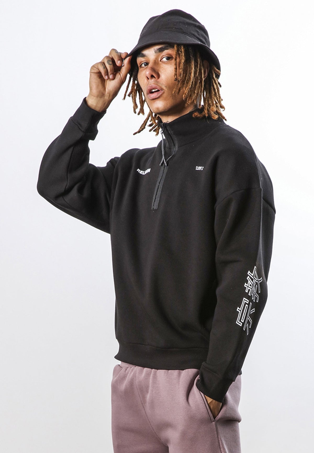 NEON RELAXED HALF ZIP BLACK