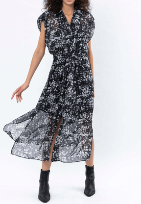 SPINEL DRESS STILL PRINT BLACK & GREY