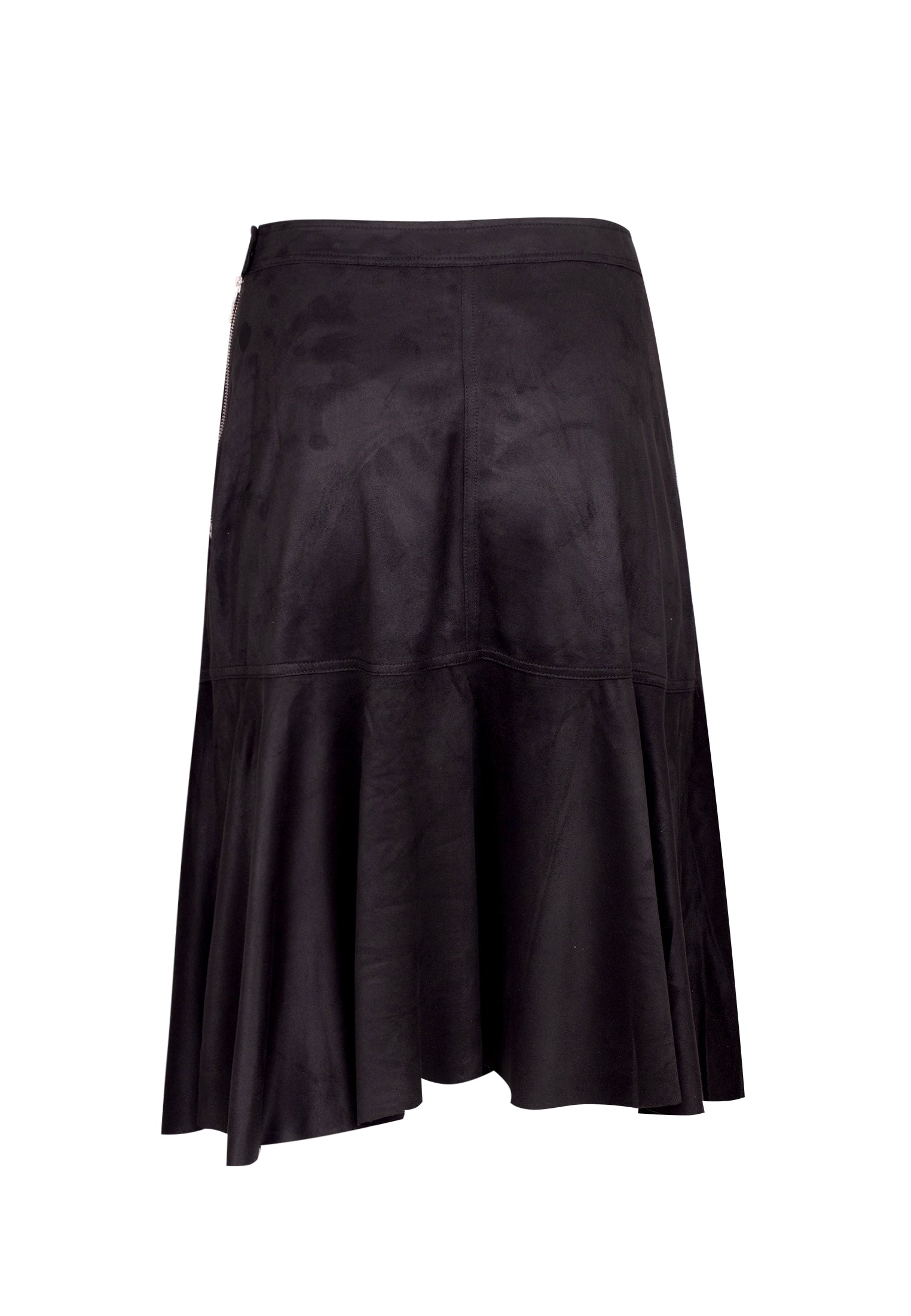 RELIGION Eon Faux Suede Black Midi Skirt