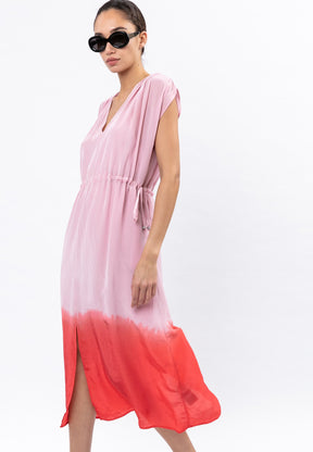 PERIDOT DRESS DIP DYE ZEPHYR & CORAL
