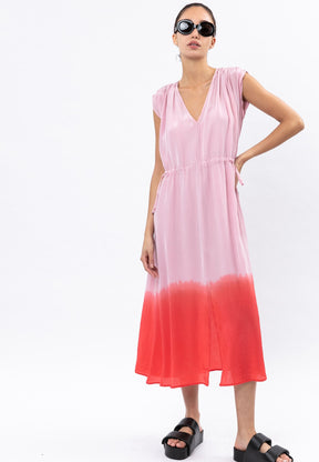 PERIDOT DRESS DIP DYE ZEPHYR & CORAL