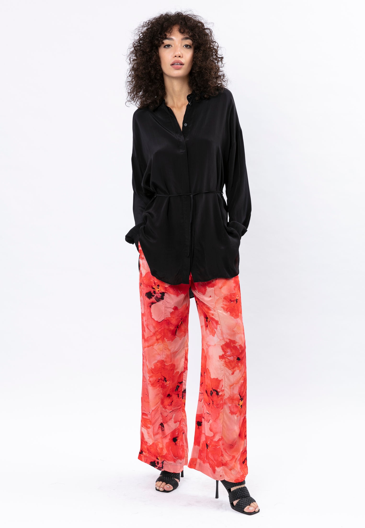 RUBY TROUSERS PERENNAIL PRINT DEEP SEA CORAL