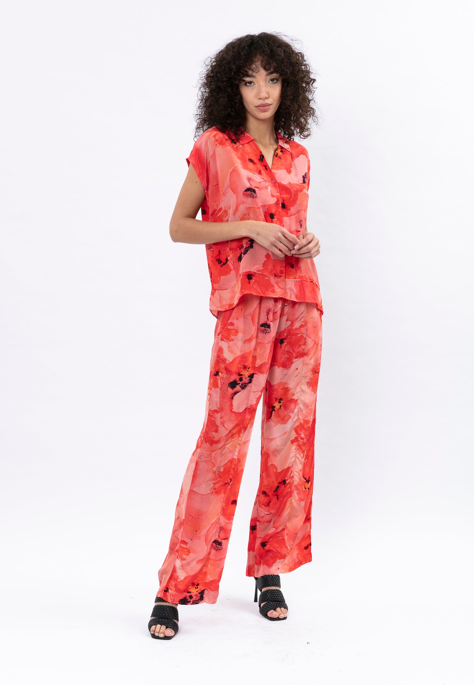 RUBY TROUSERS PERENNAIL PRINT DEEP SEA CORAL