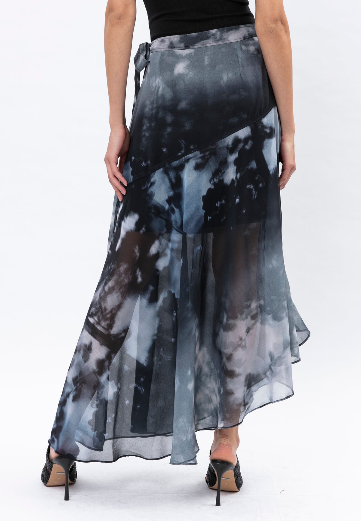 SPINEL SKIRT SHADOW PRINT BLACK & TWILIGHT BLUE