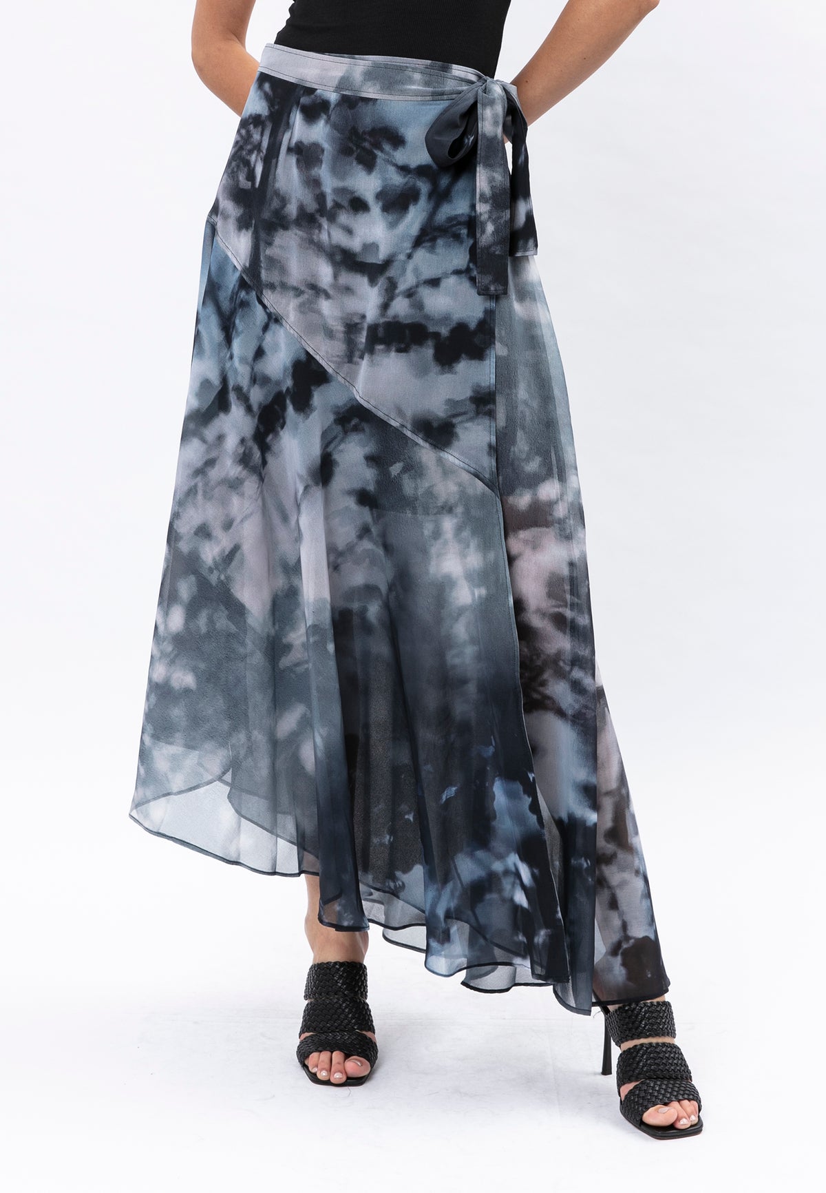 SPINEL SKIRT SHADOW PRINT BLACK & TWILIGHT BLUE