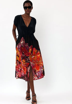 FRAME MAXI DRESS PERIPHERY BLACK
