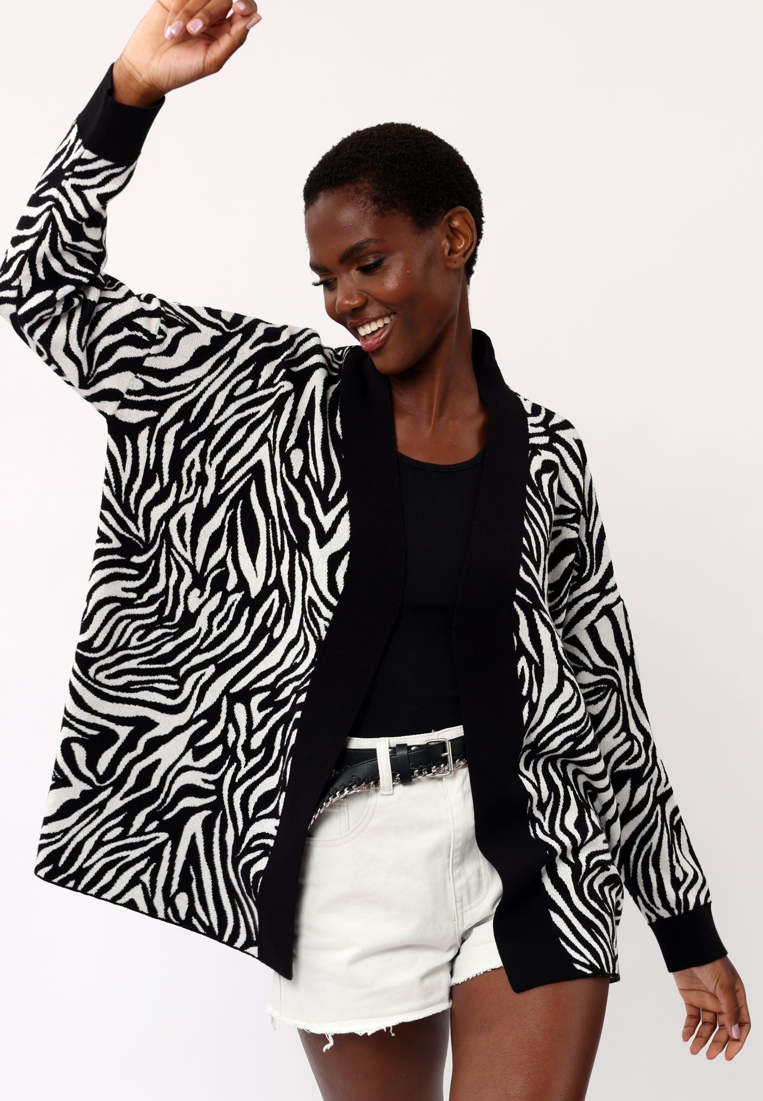 Black and white outlet animal print jacket